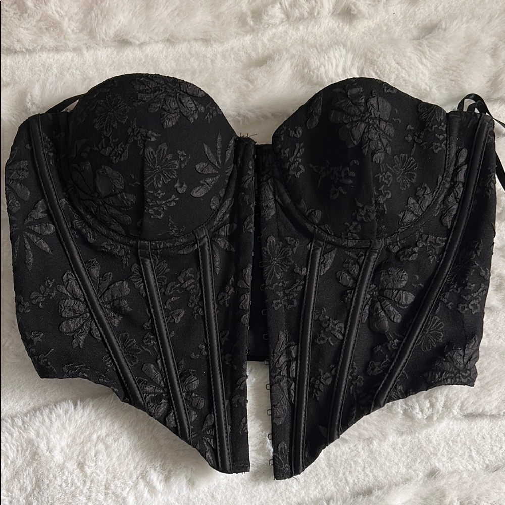 Elegant Black Floral Corset Top
